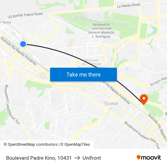 Boulevard Padre Kino, 10431 to Unifront map