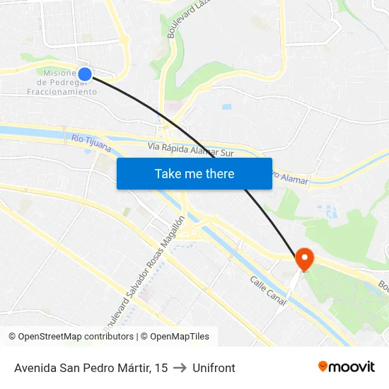 Avenida San Pedro Mártir, 15 to Unifront map