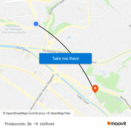 Producción, 5b to Unifront map