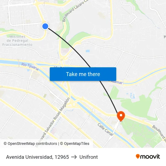 Avenida Universidad, 12965 to Unifront map