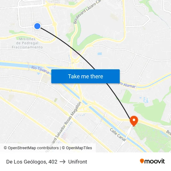 De Los Geólogos, 402 to Unifront map