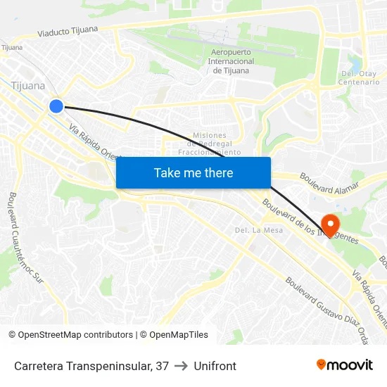 Carretera Transpeninsular, 37 to Unifront map