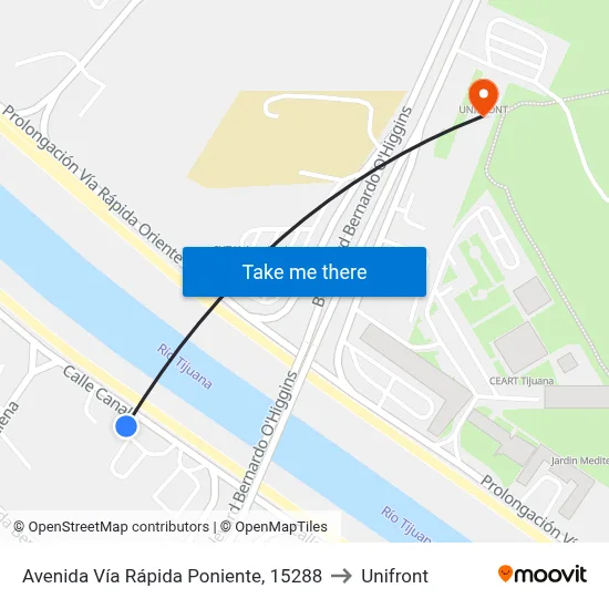 Avenida Vía Rápida Poniente, 15288 to Unifront map