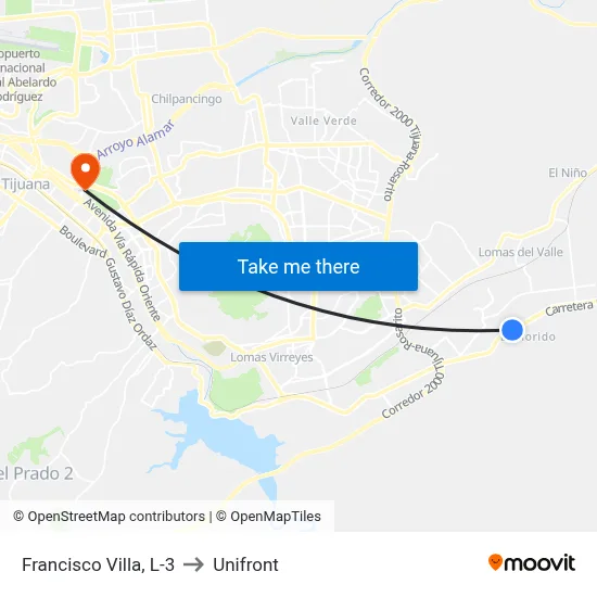 Francisco Villa, L-3 to Unifront map