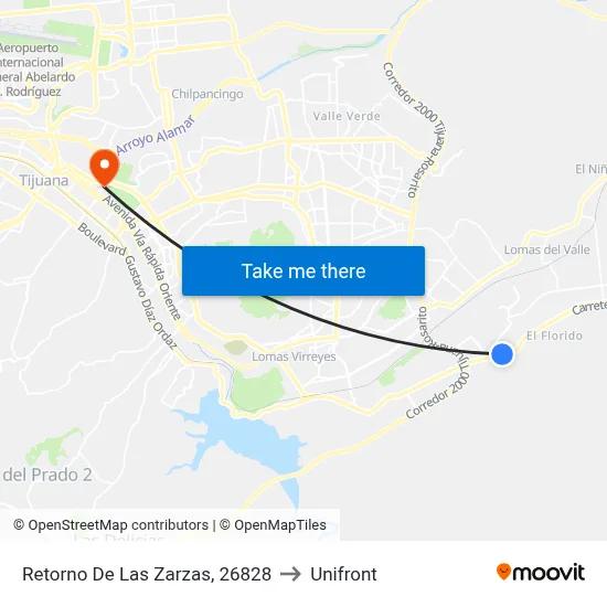 Retorno De Las Zarzas, 26828 to Unifront map