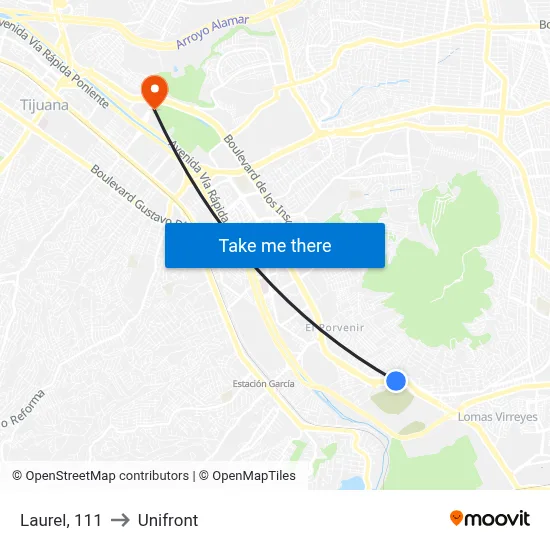 Laurel, 111 to Unifront map