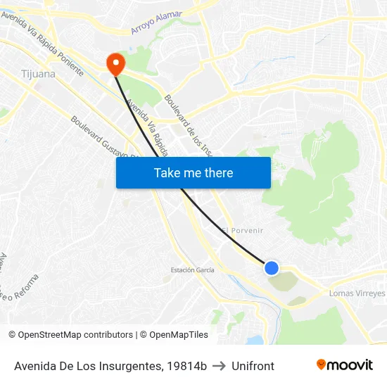 Avenida De Los Insurgentes, 19814b to Unifront map