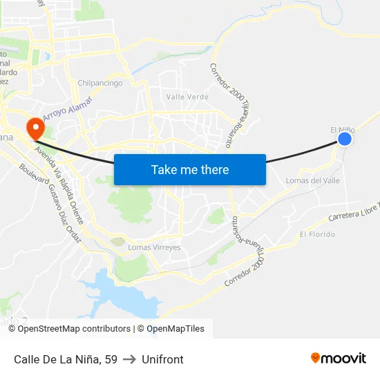 Calle De La Niña, 59 to Unifront map