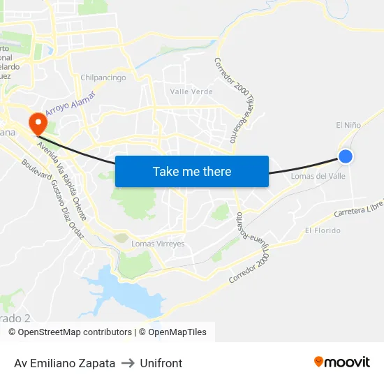 Av Emiliano Zapata to Unifront map