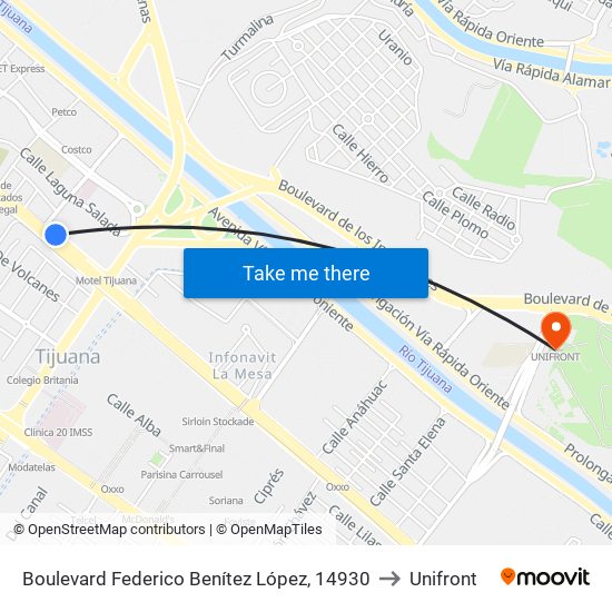 Boulevard Federico Benítez López, 14930 to Unifront map