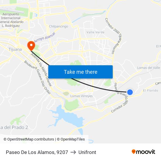 Paseo De Los Alamos, 9207 to Unifront map