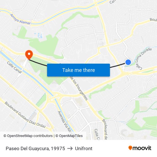 Paseo Del Guaycura, 19975 to Unifront map