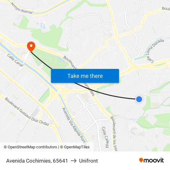 Avenida Cochimies, 65641 to Unifront map