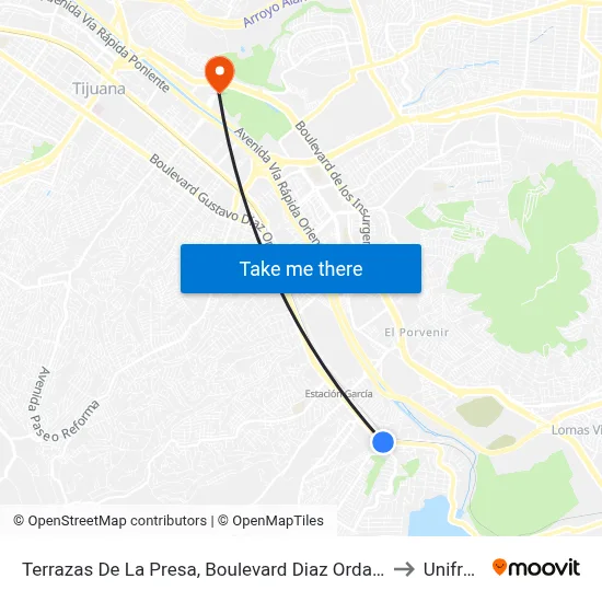 Terrazas De La Presa, Boulevard Diaz Ordaz, 123 to Unifront map