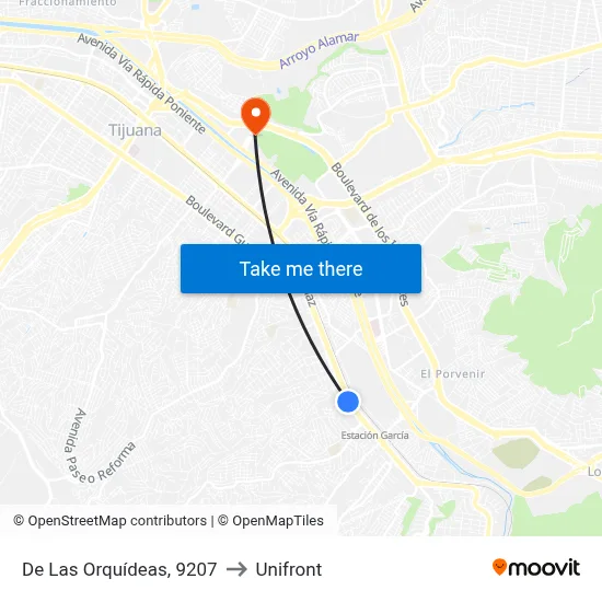 De Las Orquídeas, 9207 to Unifront map