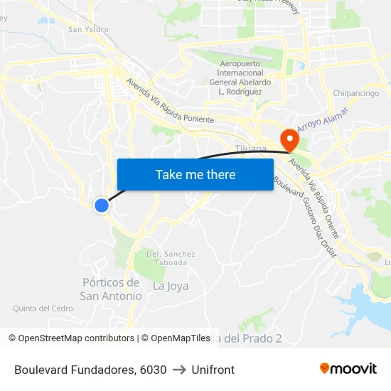 Boulevard Fundadores, 6030 to Unifront map