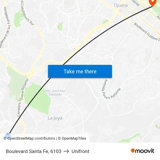 Boulevard Santa Fe, 6103 to Unifront map