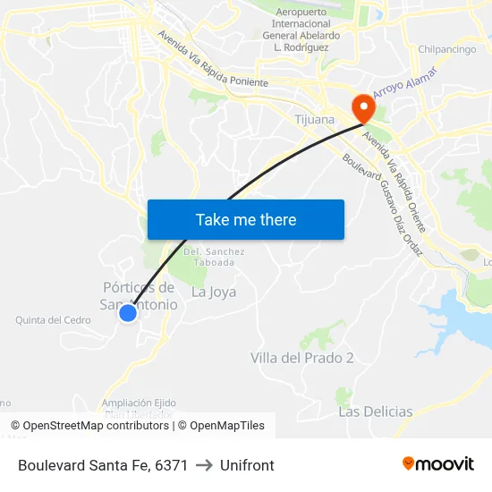 Boulevard Santa Fe, 6371 to Unifront map