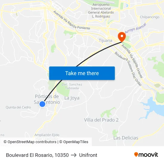Boulevard El Rosario, 10350 to Unifront map