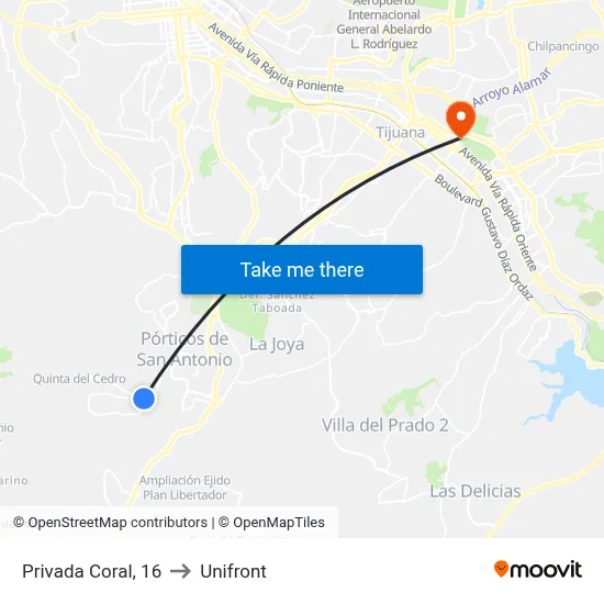 Privada Coral, 16 to Unifront map