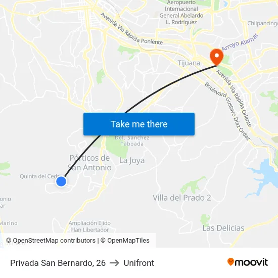 Privada San Bernardo, 26 to Unifront map