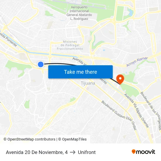 Avenida 20 De Noviembre, 4 to Unifront map
