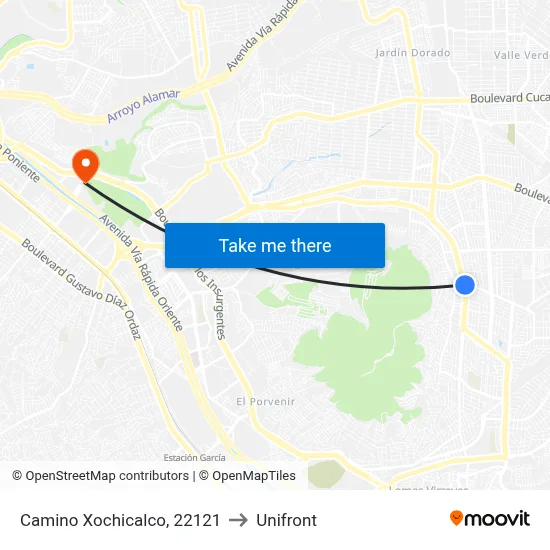 Camino Xochicalco, 22121 to Unifront map
