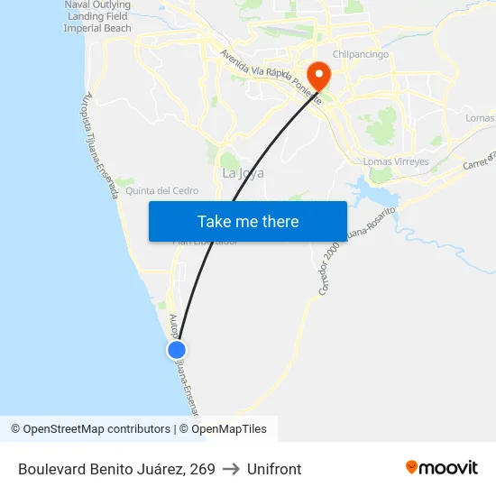 Boulevard Benito Juárez, 269 to Unifront map