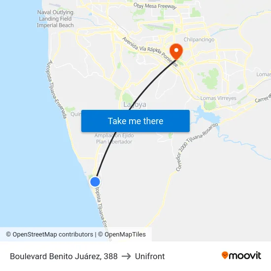 Boulevard Benito Juárez, 388 to Unifront map
