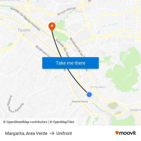 Margarita, Area Verde to Unifront map