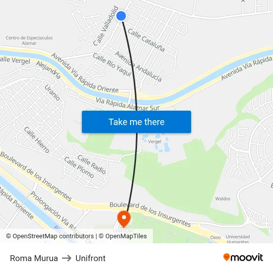 Roma Murua to Unifront map