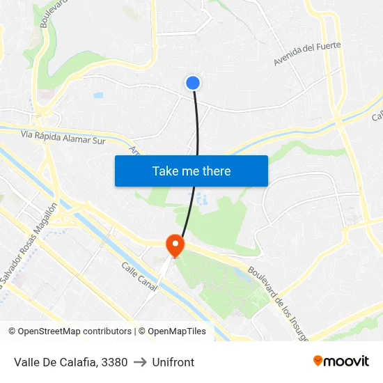 Valle De Calafia, 3380 to Unifront map
