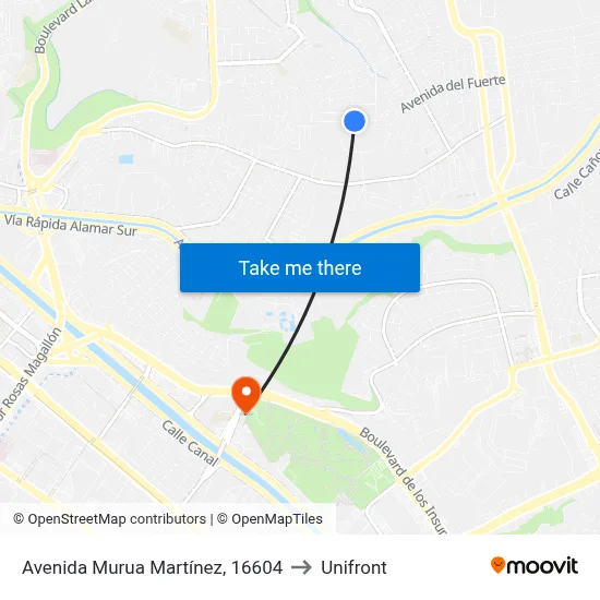 Avenida Murua Martínez, 16604 to Unifront map