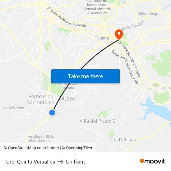 Urbi Quinta Versalles to Unifront map