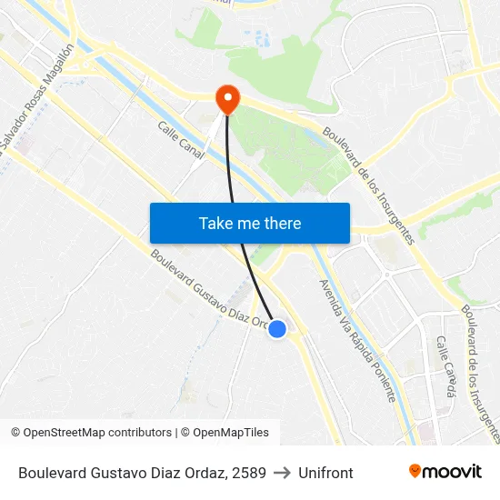 Boulevard Gustavo Diaz Ordaz, 2589 to Unifront map