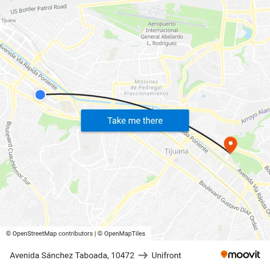 Avenida Sánchez Taboada, 10472 to Unifront map