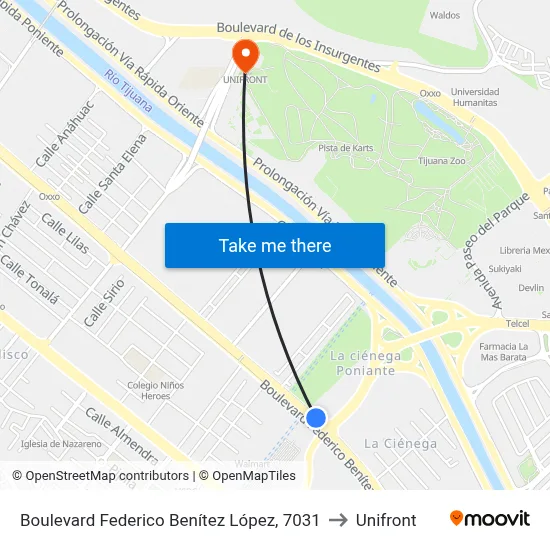 Boulevard Federico Benítez López, 7031 to Unifront map