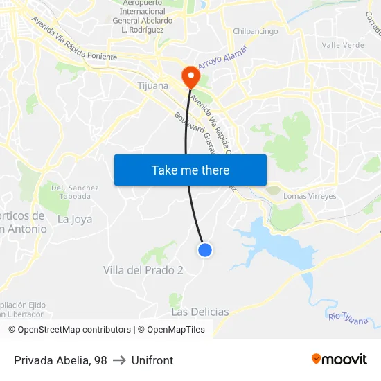 Privada Abelia, 98 to Unifront map
