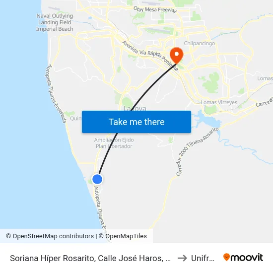 Soriana Híper Rosarito, Calle José Haros, 1409 to Unifront map