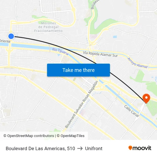 Boulevard De Las Americas, 510 to Unifront map
