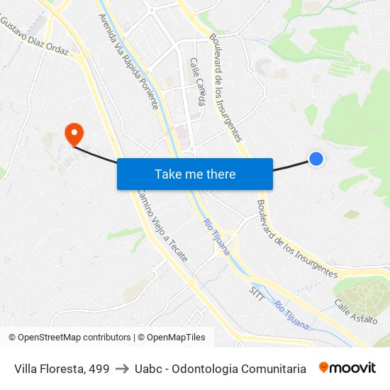 Villa Floresta, 499 to Uabc - Odontologia Comunitaria map