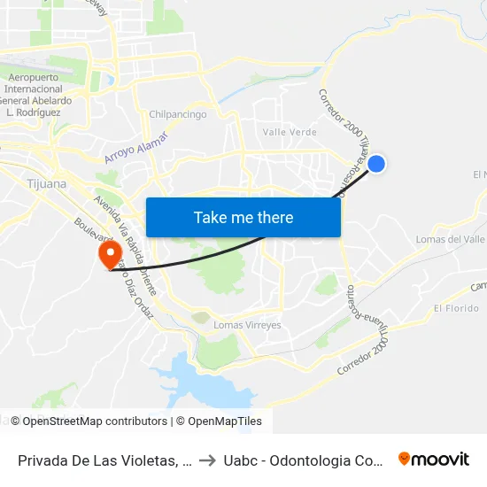 Privada De Las Violetas, 28286_7 to Uabc - Odontologia Comunitaria map