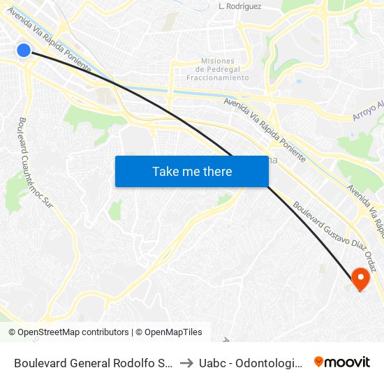Boulevard General Rodolfo Sánchez Taboada, S to Uabc - Odontologia Comunitaria map