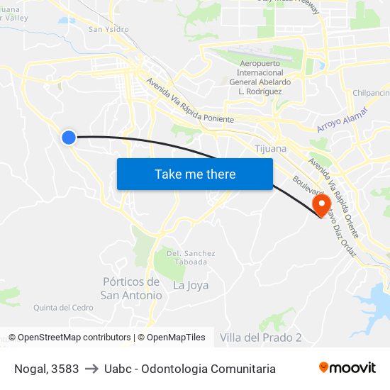 Nogal, 3583 to Uabc - Odontologia Comunitaria map