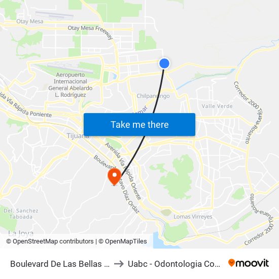 Boulevard De Las Bellas Artes, Lb to Uabc - Odontologia Comunitaria map