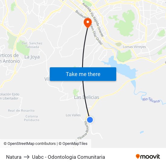 Natura to Uabc - Odontologia Comunitaria map