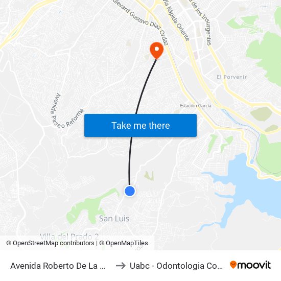 Avenida Roberto De La Madrid, 20 to Uabc - Odontologia Comunitaria map