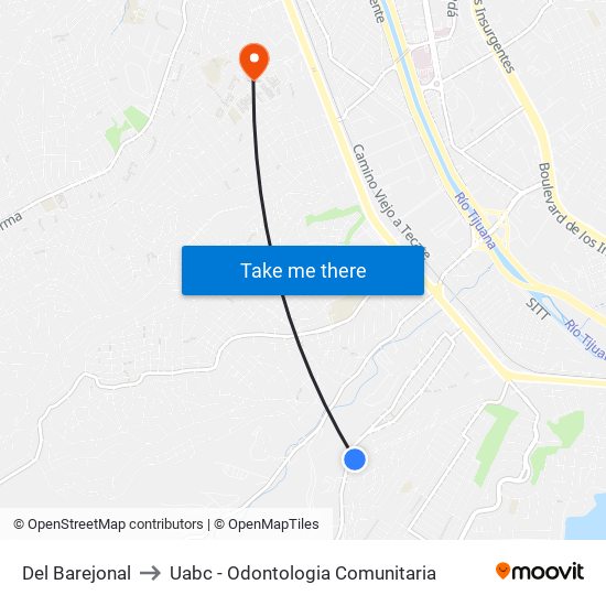 Del Barejonal to Uabc - Odontologia Comunitaria map