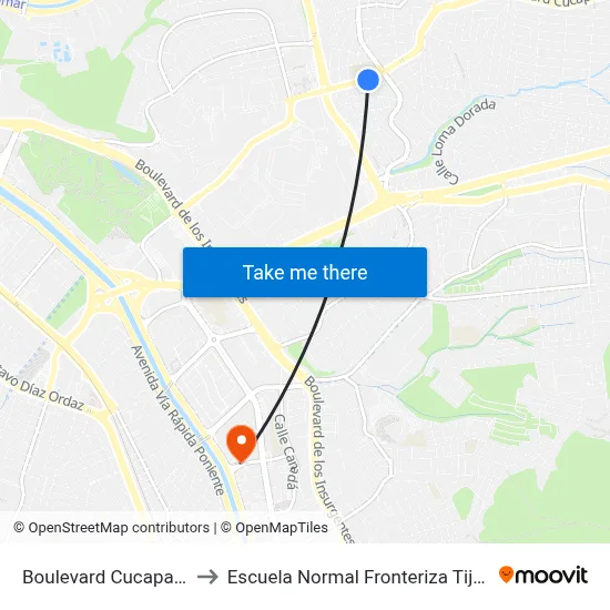 Boulevard Cucapah, 7 to Escuela Normal Fronteriza Tijuana map