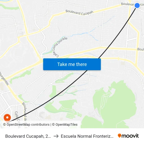 Boulevard Cucapah, 21451_1 to Escuela Normal Fronteriza Tijuana map